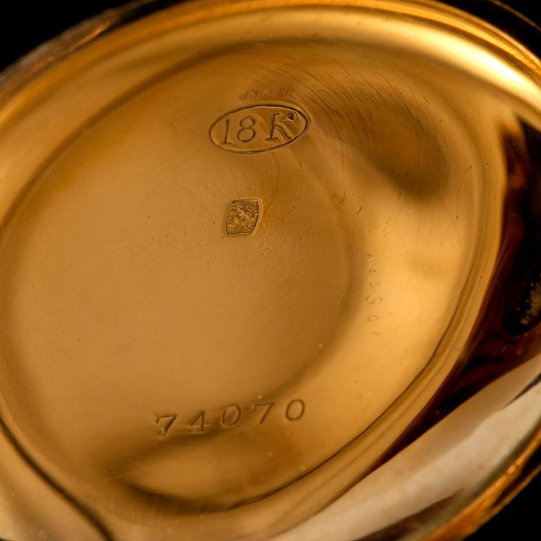 FICKUR samt KEDJA, 18k guld, Schweiz, tidigt 1900-tal. Vikt 33 g.