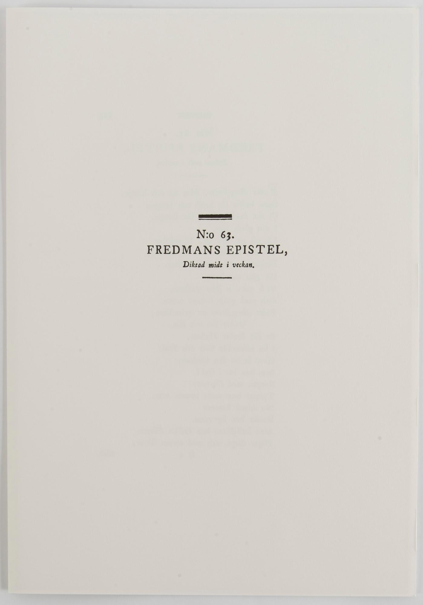 Peter Dahl, "Carl Michael Bellman: Fredmans Epistlar".