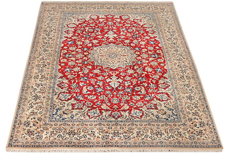 A part silk Nain carpet, 6 LA, a. 250 x 170 cm.