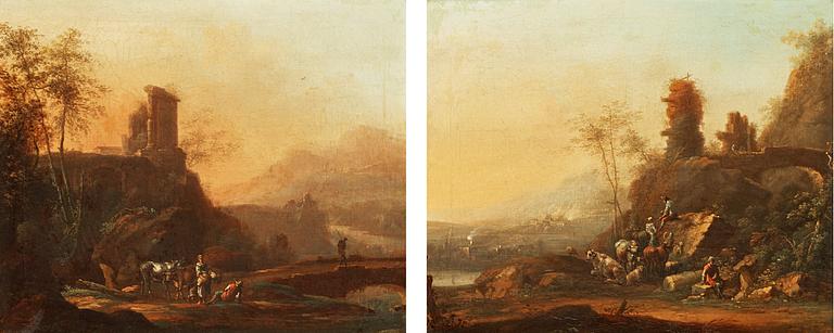 Johann Alexander Thiele, Pastorala landskap med figurer och kreatur.