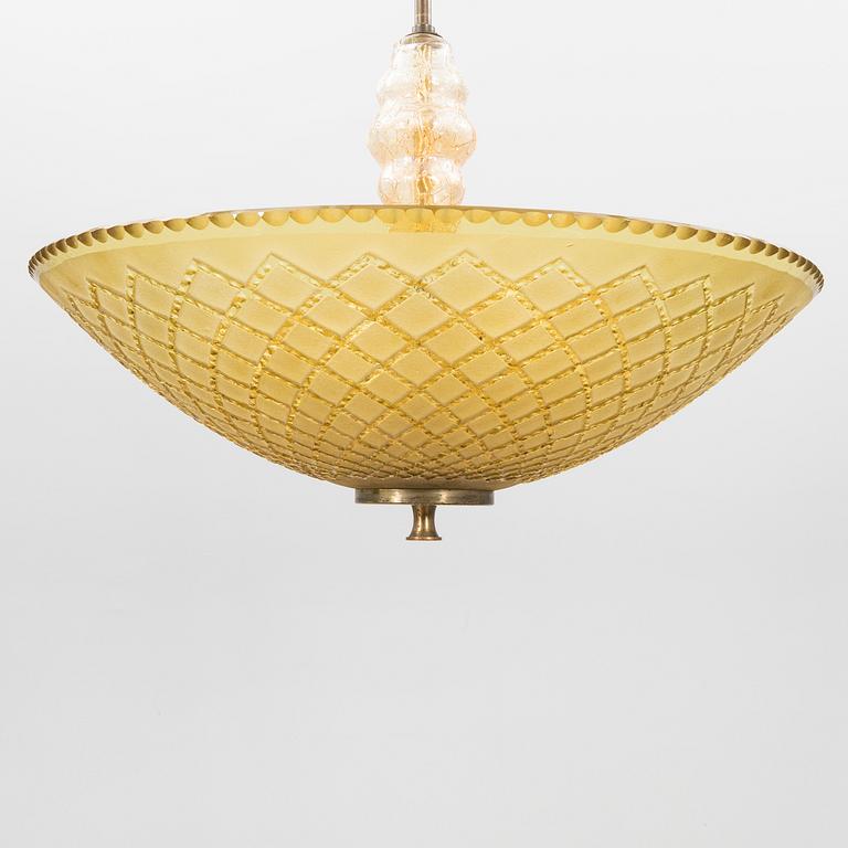 Ceiling lamp glass Swedish Modern 1940s.