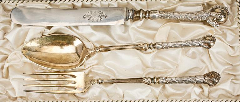 ETUI MED BESTICK, 3 delar, silver, K. Anderson, Stockholm 1898. Tot ca 125 gram.