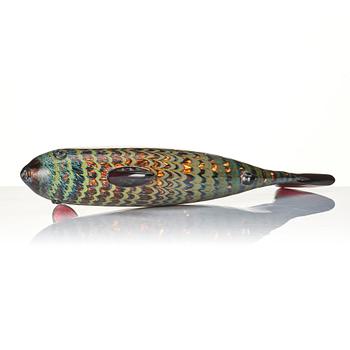 Oiva Toikka, a glass sculpture of a fish, Nuutajärvi Notsjö Iittala, Finland, ed. 124/150.