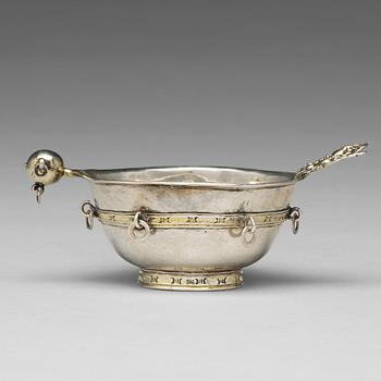 237. A Swedish 18th century parcel-gilt silver brandy-bowl, mark of Jöns Eriksson Ekman, Luleå 1770.