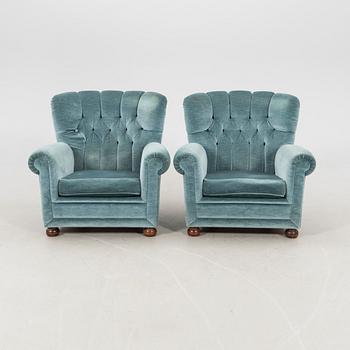 Armchairs, a pair from the 1940s/50s.