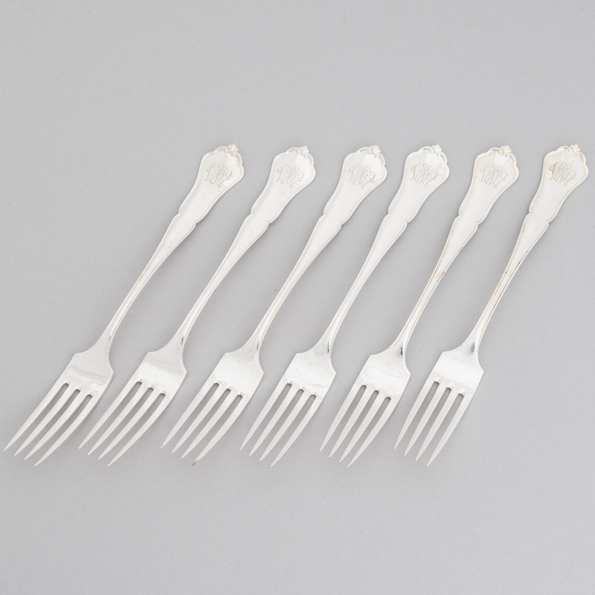 BESTICKUPPSÄTTNING, 50 delar, silver, "Chippendale", Kultakeskus, Tavastehus 1938-1977.