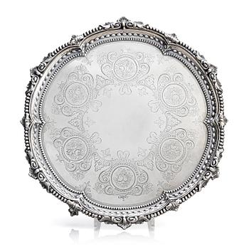 320. Martin, Hall & Co (Richard Martin & Ebenezer Hall), salver, sterling silver, London, England 1881.