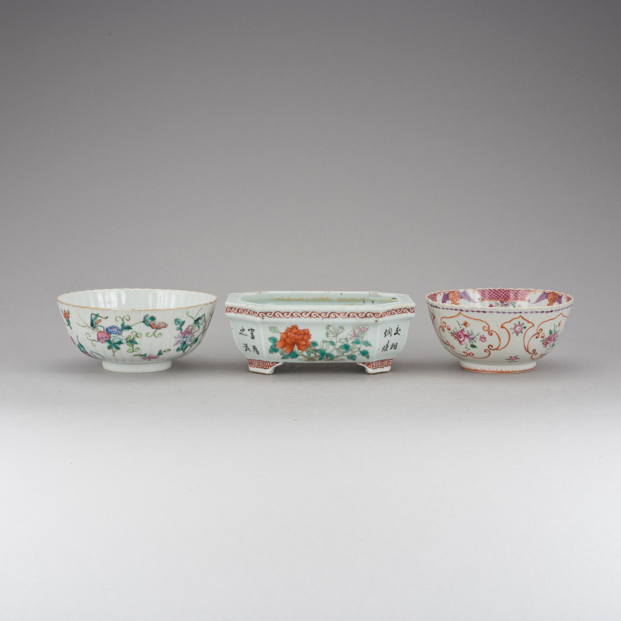 PARTI PORSLIN, 3 delar, Kina, 17-1900-tal.