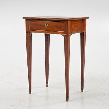 A late Gustavian mahogany-veneered table, circa 1800.
