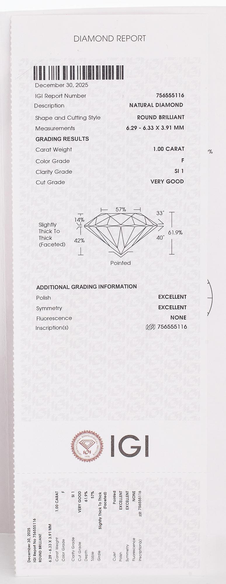 Ring, solitaire, brilliant cut diamond, 14K white gold.