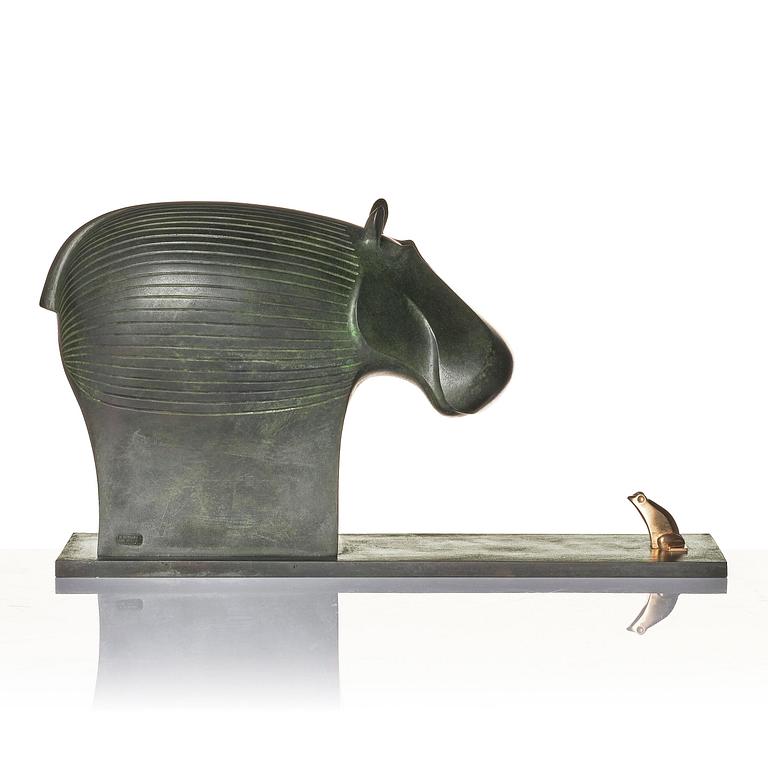 Gunnar Cyrén, a sculpture, "Kan du inte tala?", ed. 5/7, Herman Bergman konstgjuteri, Stockholm & Gävle, 1988.