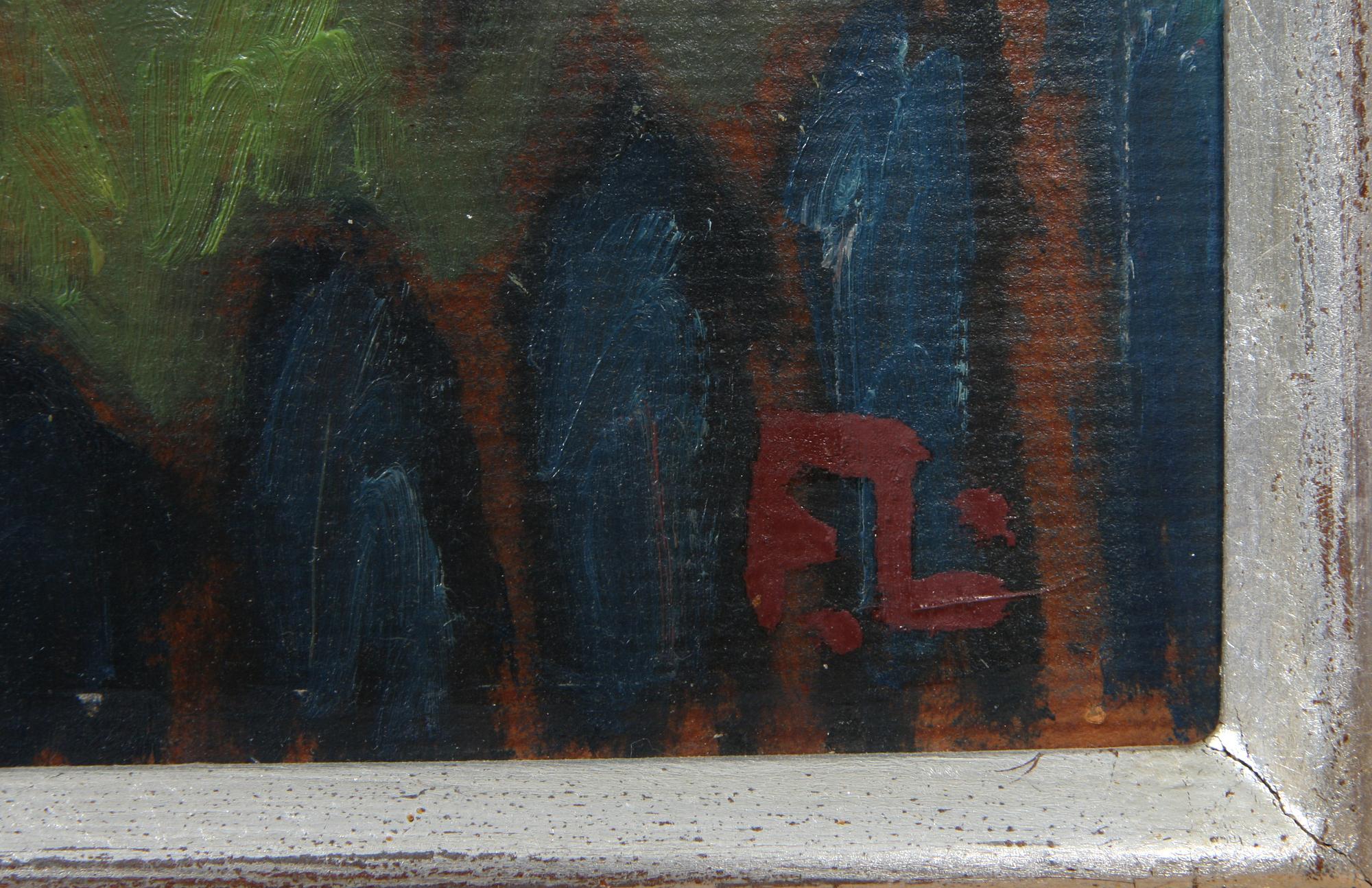 FRANS LARSSON, olja på pannå, sign.