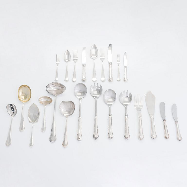 A 107-piece 'Chippendale' silver cutlery set, Kultakeskus, Hämeenlinna, Finland 1961-1974.