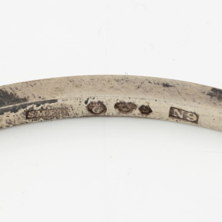 Lars Arby, five arm rings, sterling silver, Gothenburg 1963, 1966 and 1967.