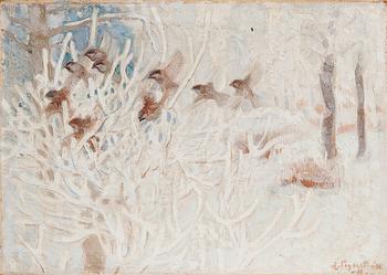 293. Lennart Segerstråle, BIRDS IN A SNOWY LANDSCAPE.