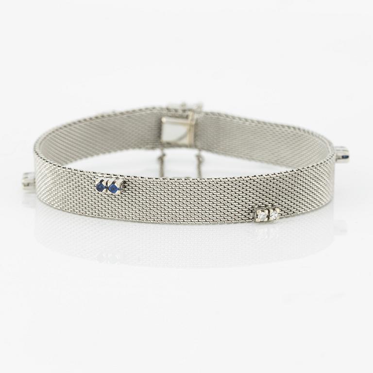 Bracelet, white gold with single-cut diamonds and sapphires.