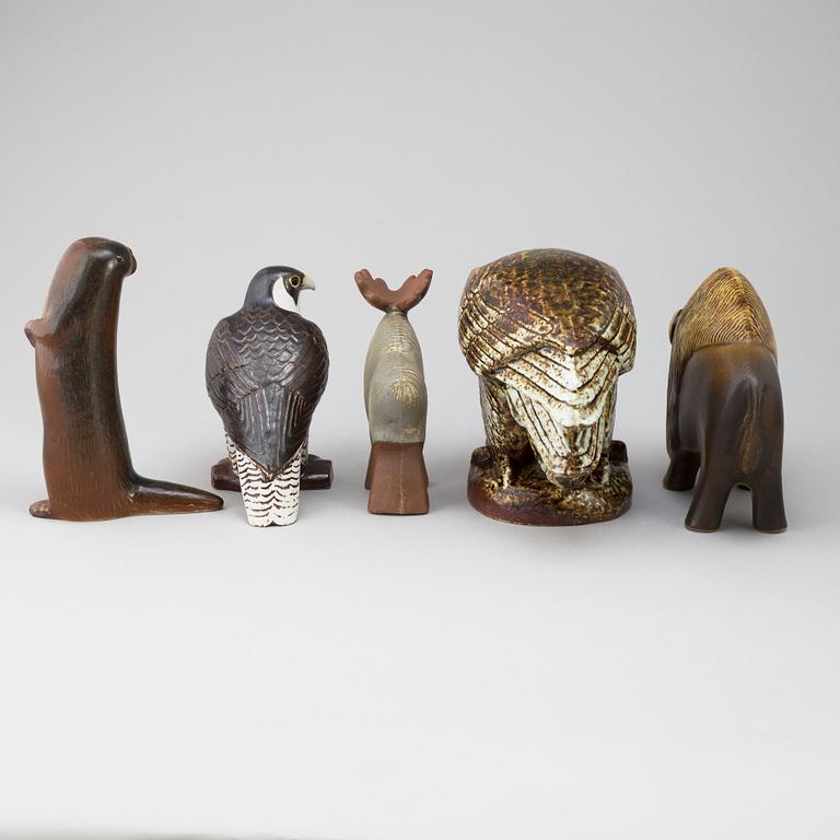 Nine Lisa Larson stoneware figurines, Gustavsberg, Sweden.