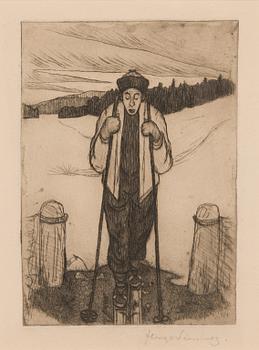 Hugo Simberg, line etching and drypoint, signed in pencil.