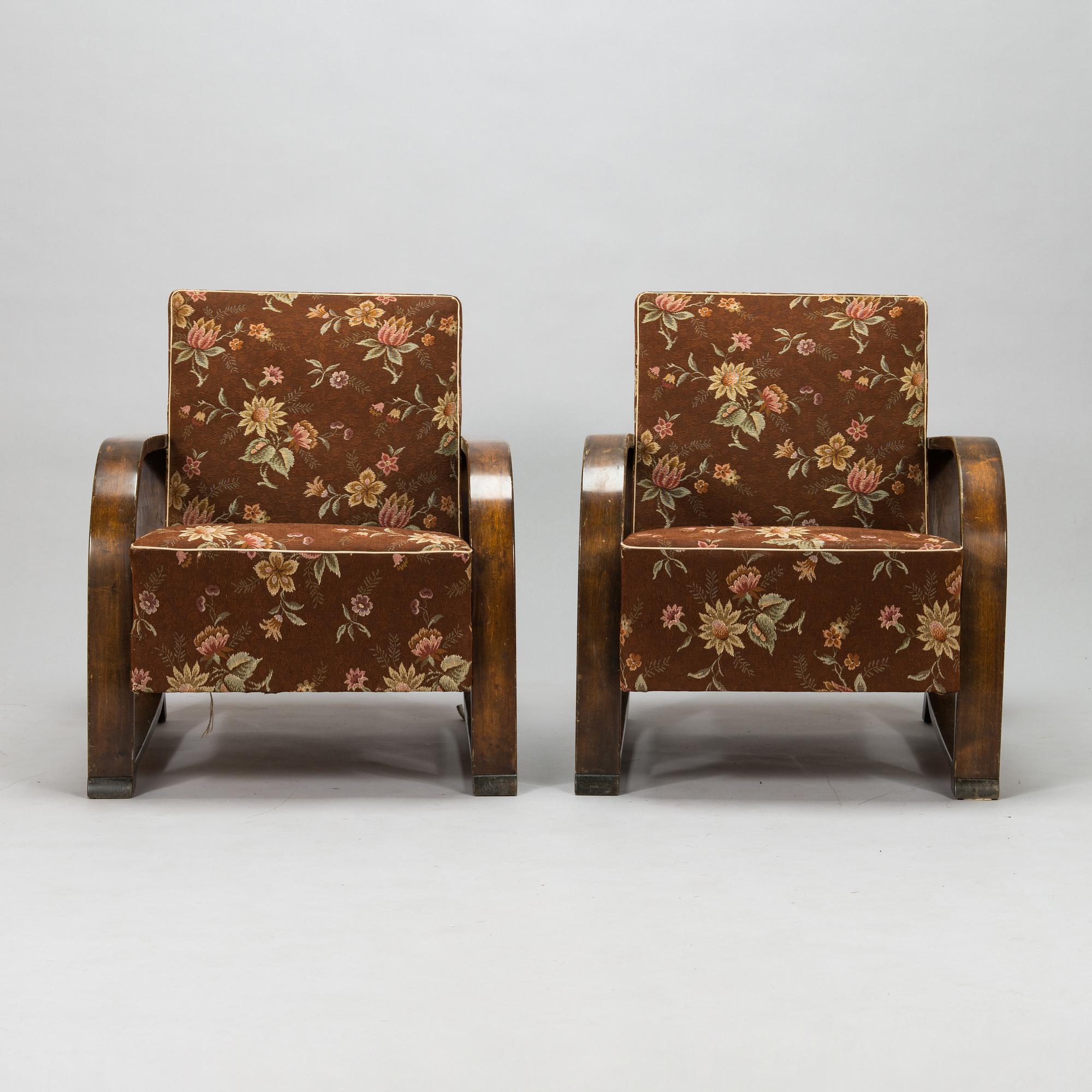 A pair of 1930's '3796' armchairs for Oy Ekwall Ab.
