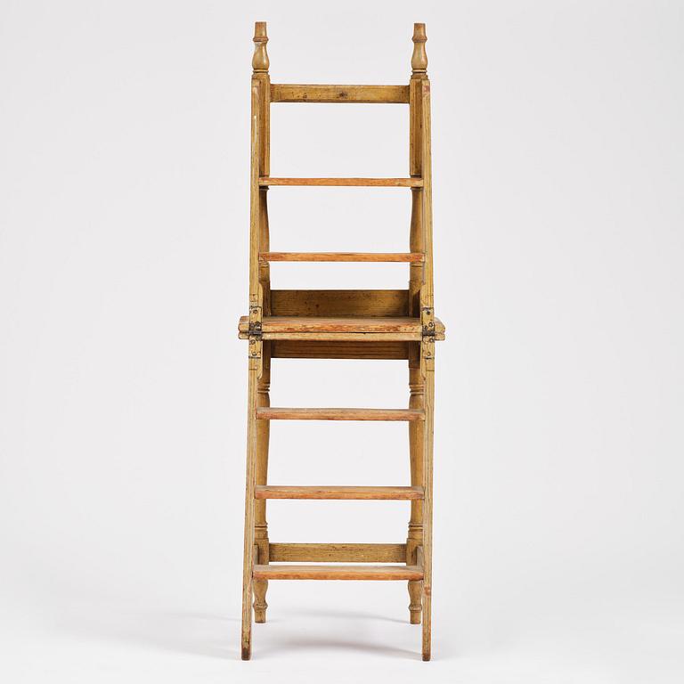 A late baroque library-ladder, mid/later part 18th century.