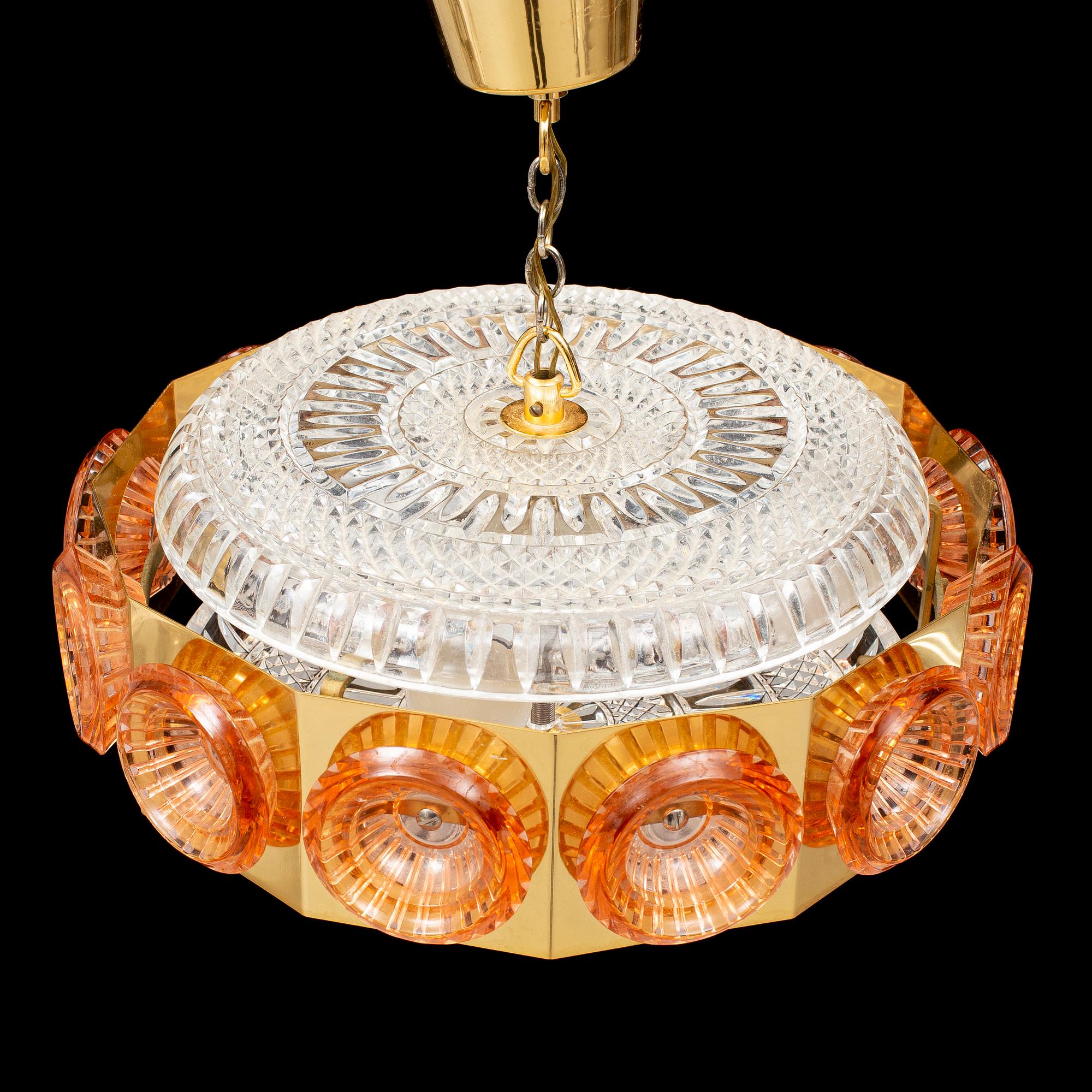 CARL FAGERLUND, troligen, taklampa, Orrefors, 1900-talets andra hälft.