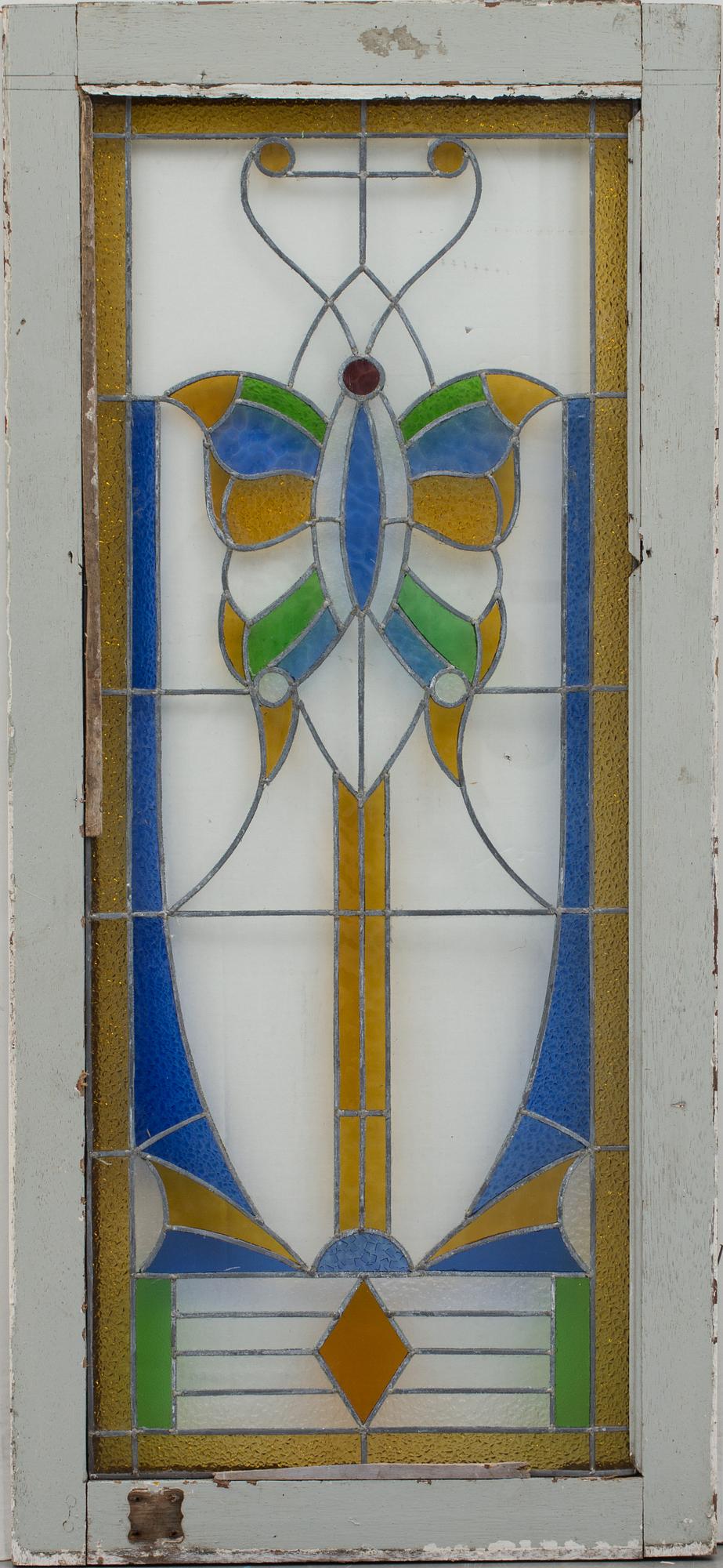 FÖNSTER, 2 st, blyinfattade, 1900-tal.