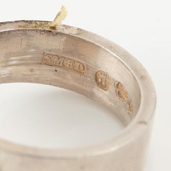 Lars Arby, five rings in sterling silver, Gothenburg 1963, 1966, 1967 and 1972.