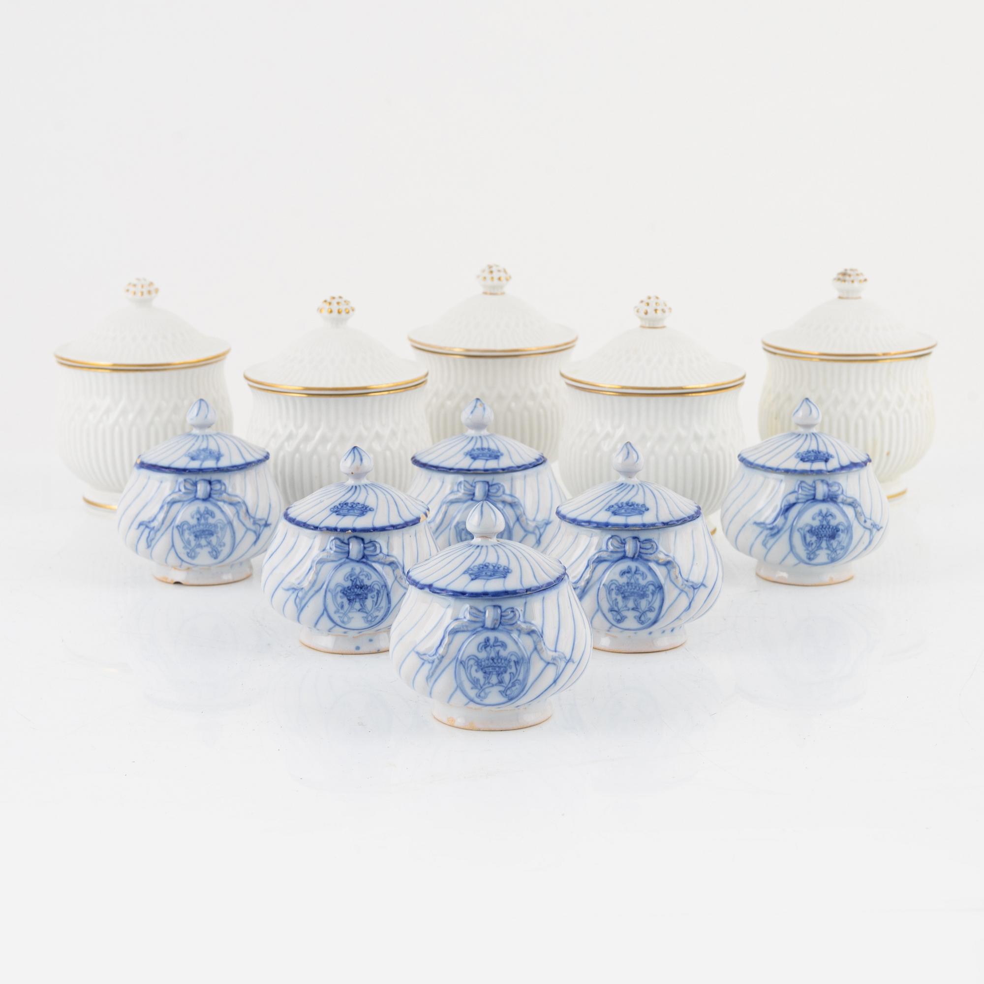 A set of 11(5+6) custard cups with covers, Sweden, circa 1900.