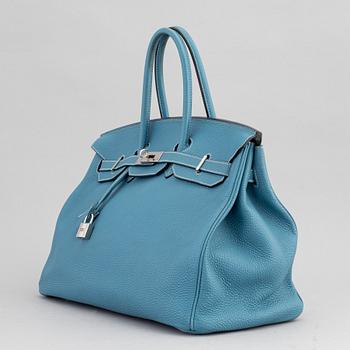 Hermès, a light blue Togo leather 'Birkin 35' handbag, 2010.