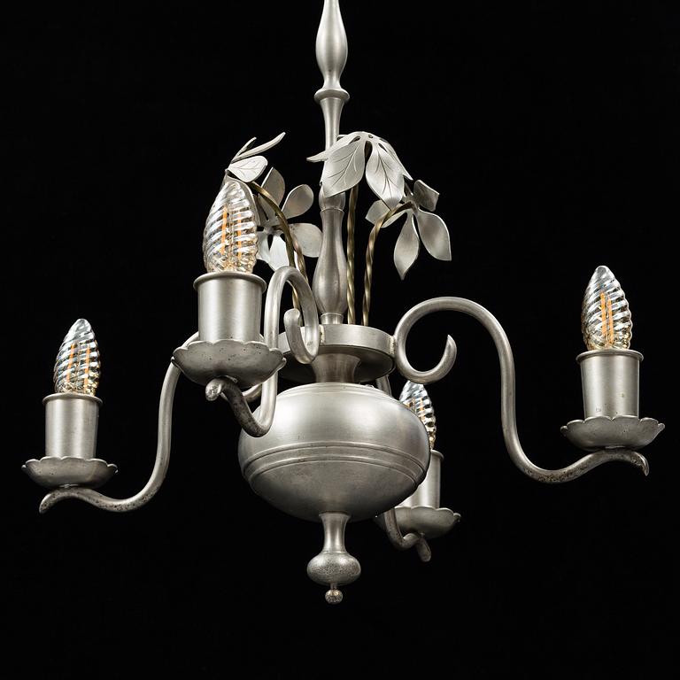 ESTRID ERICSON, a model 104 pewter chandelier, Svenskt Tenn, 1920's.