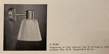 ASEA, vägglampa, modell ”A 268364”, Swedish Modern, 1950-tal.