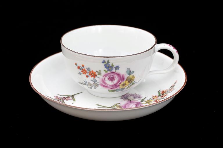 KOPPAR med FAT, 6 st, porslin, Meissen, Marcolinis period (1774-1815).