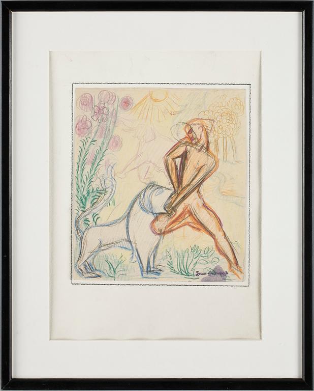ISAAC GRÜNEWALD, krita på papper, stämpelsignerad.