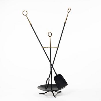 Gunnar Ander, Fire utensils on a stand, Ystad Metall, second half of the 20th century.