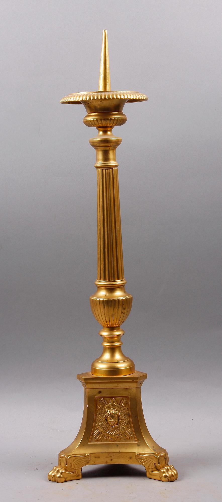 ALTARLJUSSTAKE, mässing, barockstil, 1900-tal.