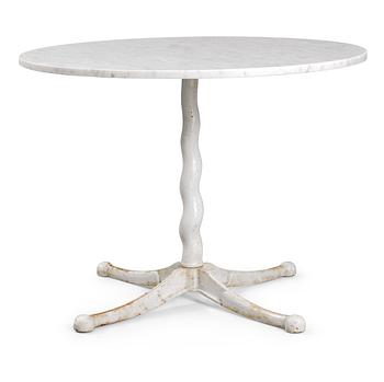 A cast iron and marble top garden table, Firma Svenskt Tenn, 1930's-40's.