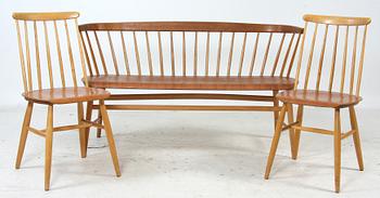 SOFFA, “Florett nr 150” samt STOLAR, ett par, AB Bröderna Wigells stolfabrik.