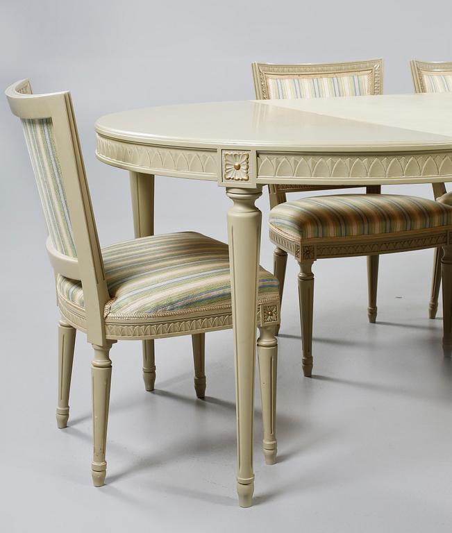 MATGRUPP, 7 delar, gustaviansk stil, 1900-talets andra hälft.
