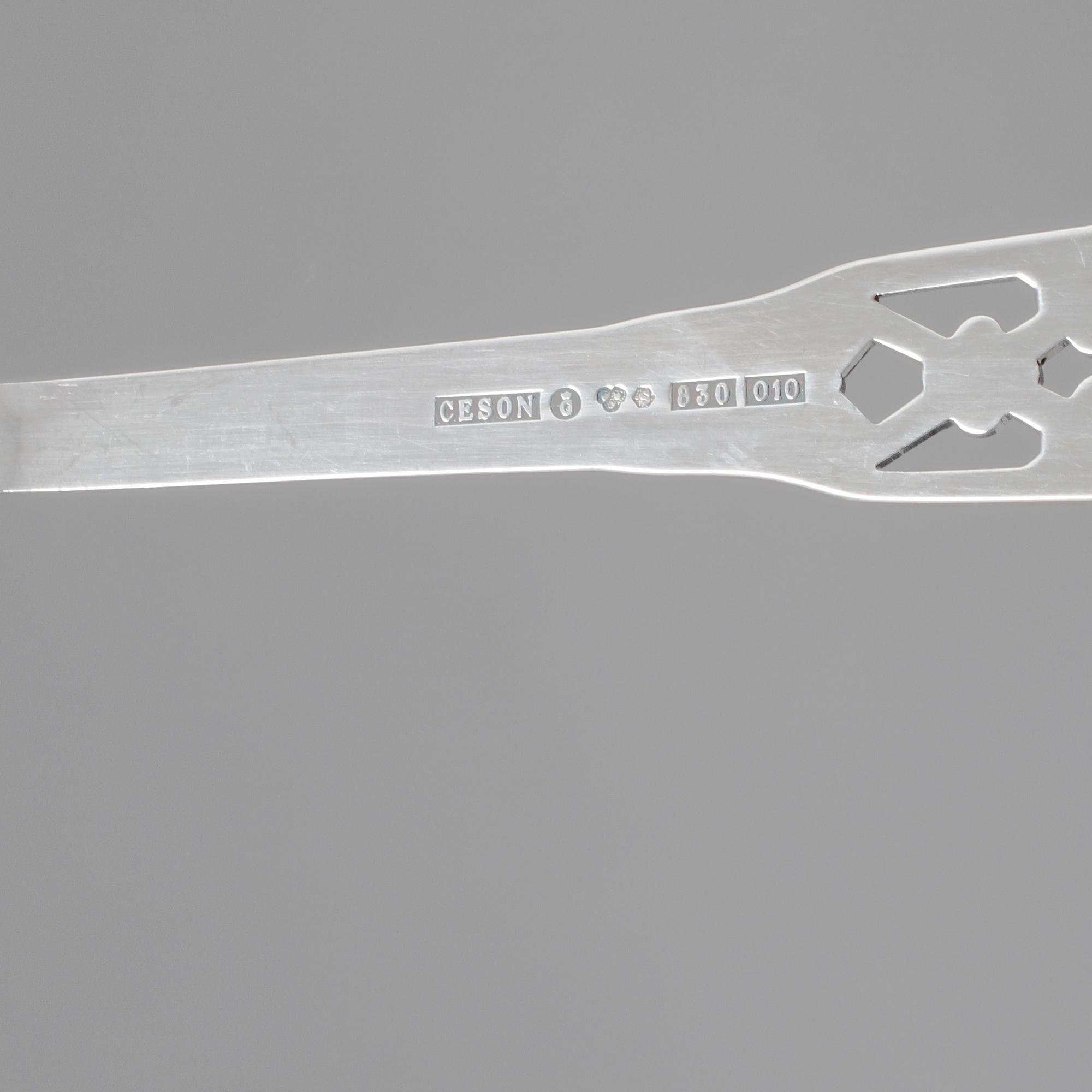 KAFFESKEDAR, 12 st, silver, Ceson, Göteborg, 1989, vikt 119 g.