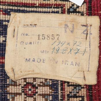 A runner, Tabriz probably, signed, ca 193 x 70 cm.