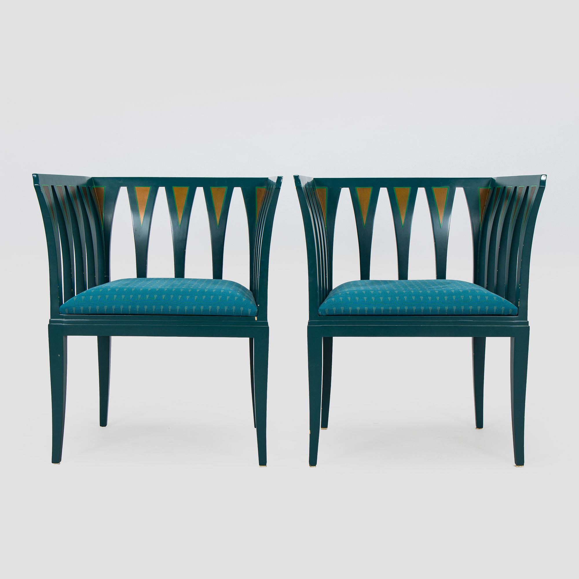 Eliel Saarinen, Fåtöljer, ett par och bord, "Blue suite" för Adelta, Finland 1980-tal.