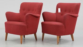 FÅTÖLJER, ett par, "Samsas" Carl Malmsten.