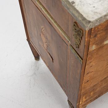 A Gustavian marquetry commode by C- Lindborg (master in Stockholm 1781-1808).