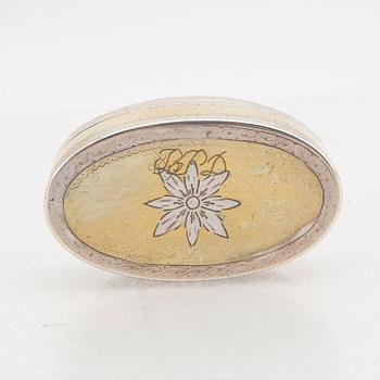 A Swedish 18th century silver box mark of Nils Hellberg Stockholm 1790 weight 64 grams.