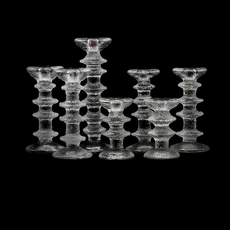 LJUSSTAKAR, 7 st, glas, "Festivo", Timo Sarpaneva, Iittala, 1900-talets andra hälft.