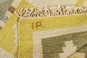Ida Rydelius, a flat weave carpet, signed IR, c. 233 x 175 cm.