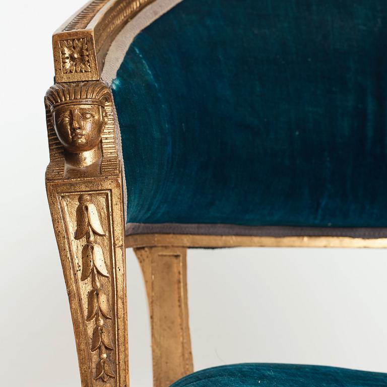 A pair of late Gustavian armchairs by Ephraim Ståhl (master in Stockholm 1794-1820).