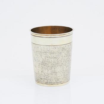 A German late 17th century, parcel-gilt silver beaker, marks of Jeremias Busch, 1697-1699 Augsburg.