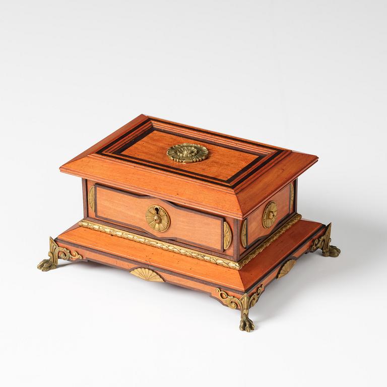 A Napoleon III mahogany and gilt-bronze mounted box by Charles-Guillaume Diehl (active in Paris 1840-85).