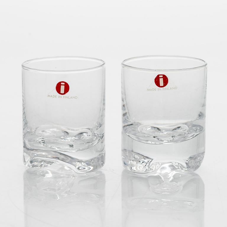 Tapio Wirkkala, two four-piece sets of 'Gaissa' schnapps glasses for Iittala, in wooden boxes. End of the 20th century.